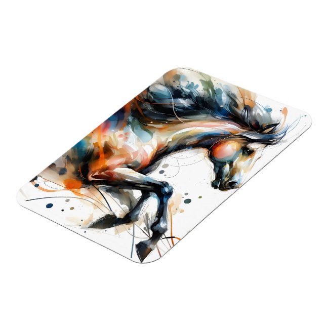 Abstract Watercolor Running Horse Magnet (Left Side)