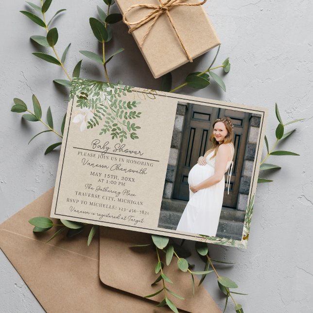 Abstract Watercolor Sage Floral Baby Shower Invitation (Creator Uploaded)