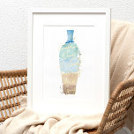 Abstract Watercolor Sand & Sea Message in a Bottle Foil Prints<br><div class="desc">Beautiful personalised message in a bottle wall art foil print. The design features a vintage-style bottle created with abstract watercolor brush strokes in beautiful ocean sea blue colours and sandy sand tones. The bottle can be customised with your own gold foil personalised message to a loved one, a special quote...</div>