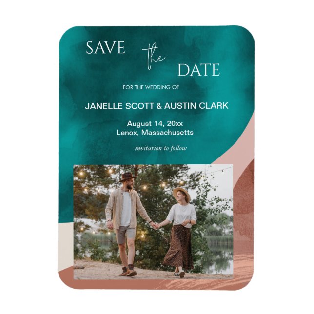  Abstract Watercolor Save the Date Magnet (Vertical)