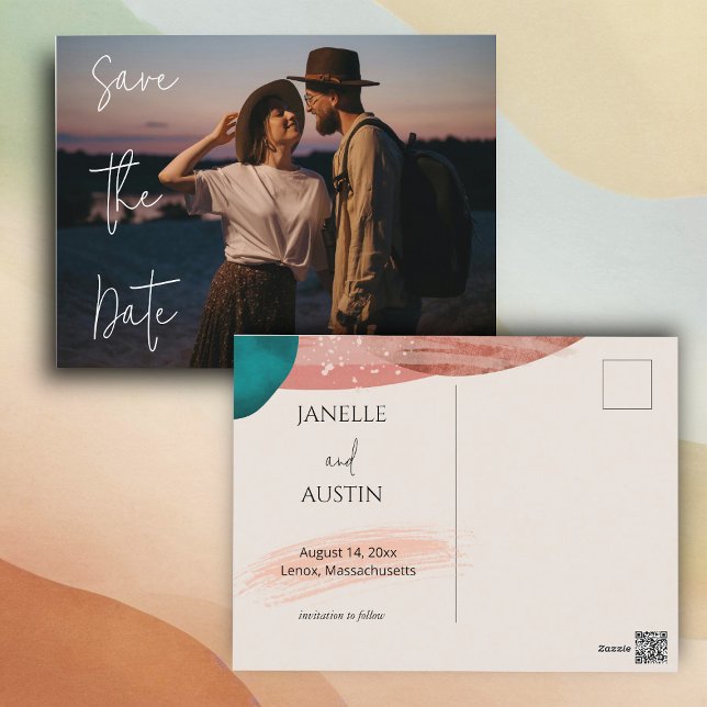  Abstract Watercolor Save the Date Postcard (Creator Uploaded)