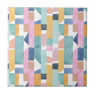Abstract Watercolor Shape Pattern Ceramic Tile