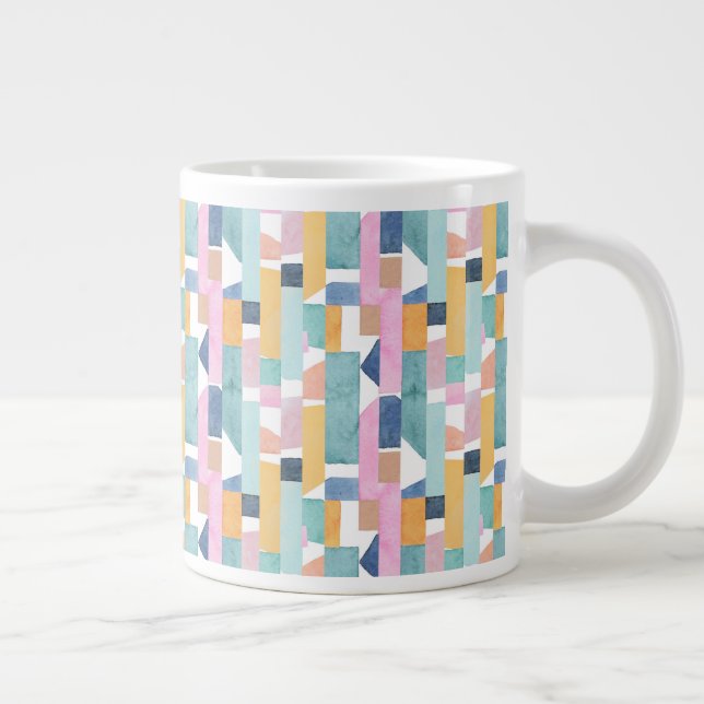 Abstract Watercolor Shape Pattern Large Coffee Mug (Right)