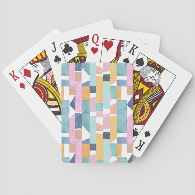 Abstract Watercolor Shape Pattern Playing Cards (Back)