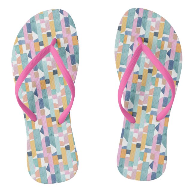 Abstract Watercolor Shape Pattern Thongs (Footbed)