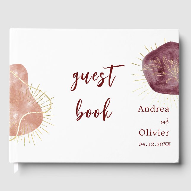 Abstract Watercolor Shape Wedding Guest Book (Front)