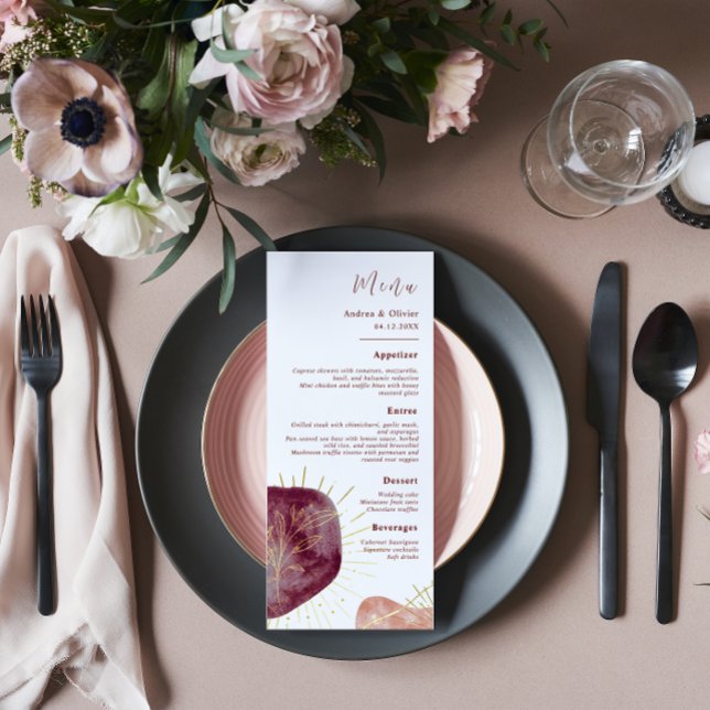 Abstract Watercolor Shape Wedding Menus (Creator Uploaded)