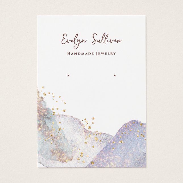 Abstract watercolor shapes earring display card (Front)