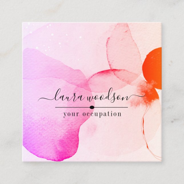 Abstract Watercolor Shapes Interior Designer  Square Business Card (Front)
