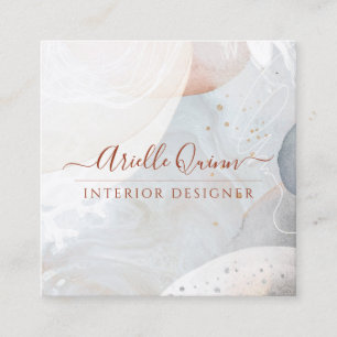Abstract Watercolor Shapes Interior Designer Square Business Card