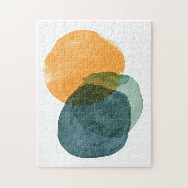 Abstract Watercolor Shapes Teal Organic Aesthetic Jigsaw Puzzle (Vertical)