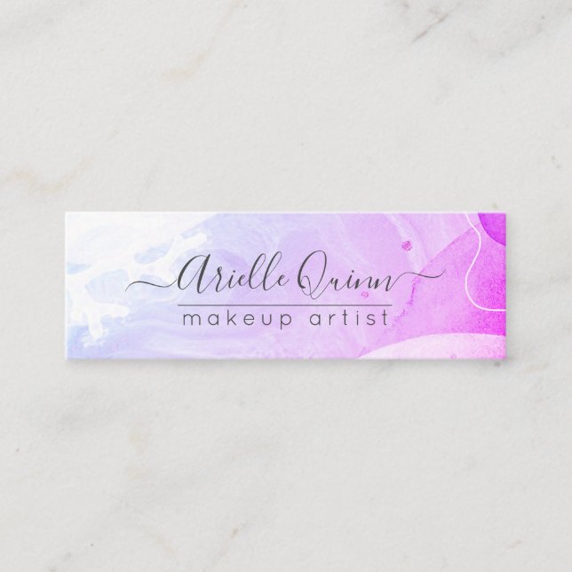 Abstract Watercolor Shapes Textures Script Mini Business Card (Front)