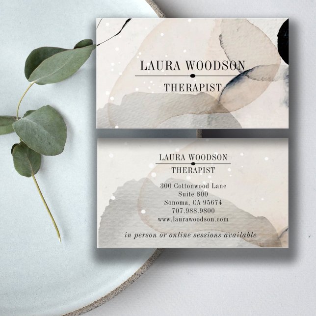Abstract Watercolor Shapes Therapist Business Card (Creator Uploaded)