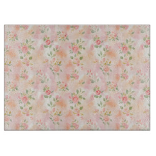 Abstract Watercolor Small Peach Pink Flowers Cutting Board