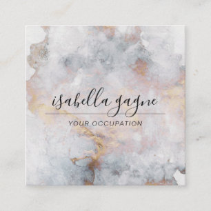 Abstract Watercolor Smoky Blue Gold  Square Business Card