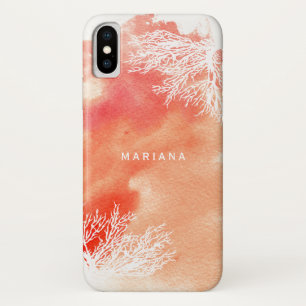 Abstract watercolor splash peach coral reef trendy iPhone x case