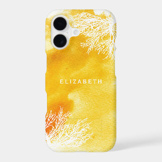 Abstract watercolor splash, yellow coral reef