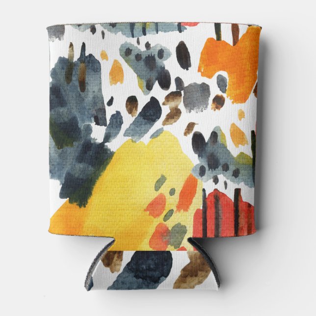 Abstract Watercolor Strokes Seamless Pattern Can Cooler (Front)