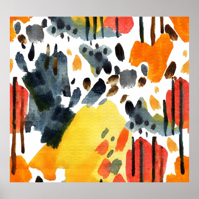Abstract Watercolor Strokes Seamless Pattern Poster (Front)