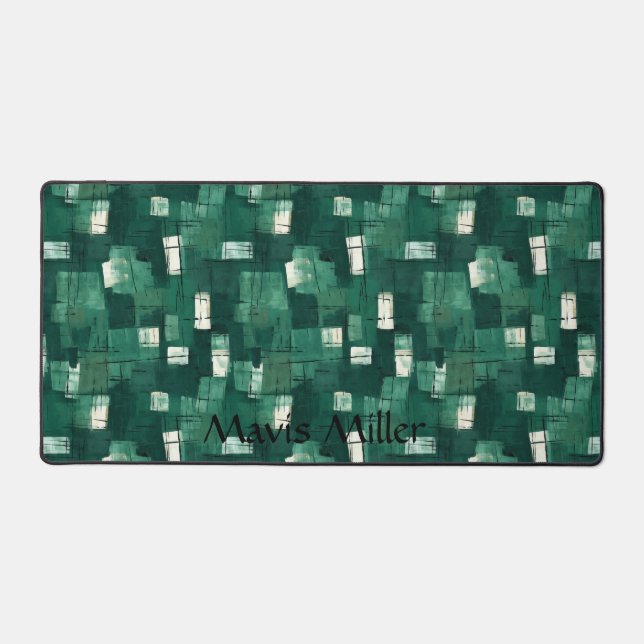 Abstract Watercolor Style, Emerald Green Palette Desk Mat (Front)