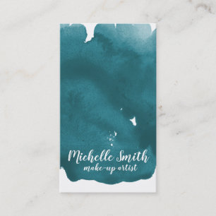 Abstract watercolor teal colour splash brush strok business card