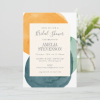Abstract Watercolor Teal Yellow Bridal Shower