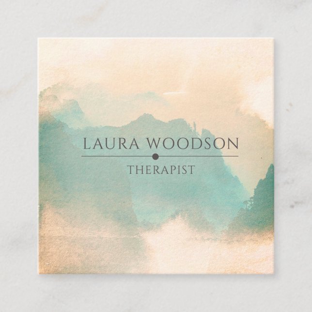 Abstract Watercolor Therapist Business Card (Front)