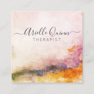 Abstract Watercolor Therapist Square Business Card