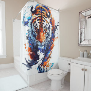 Abstract Watercolor Tiger Shower Curtain