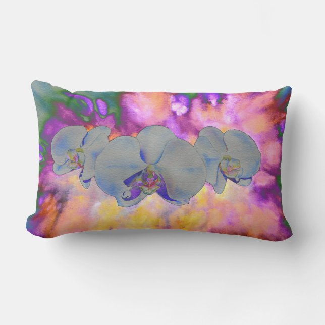  Abstract watercolor tropical floral orchids Lumbar Cushion (Front)