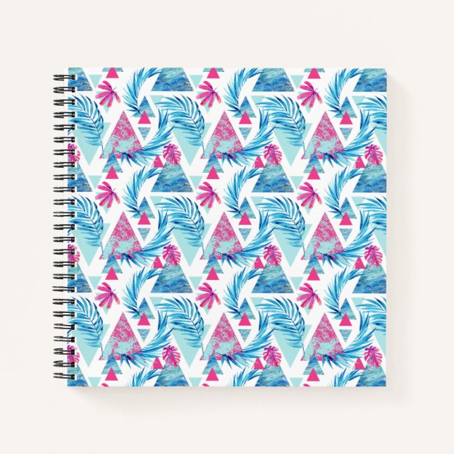 Abstract Watercolor Tropical Leaf Pattern Notebook (Front)