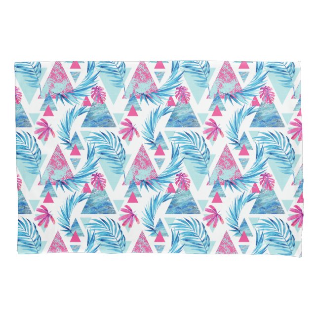 Abstract Watercolor Tropical Leaf Pattern Pillowcase (Front-Left)