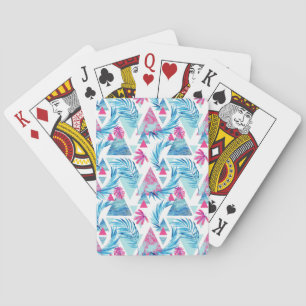 Abstract Watercolor Tropical Leaf Pattern Playing Cards