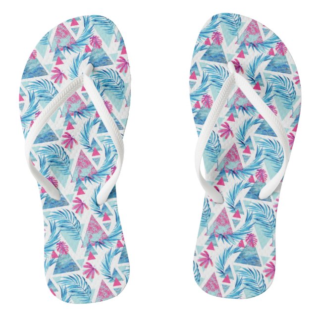 Abstract Watercolor Tropical Leaf Pattern Thongs (Footbed)