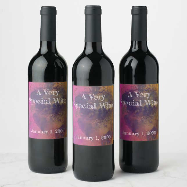 Abstract Watercolor Wash Wine Label (Bottles)
