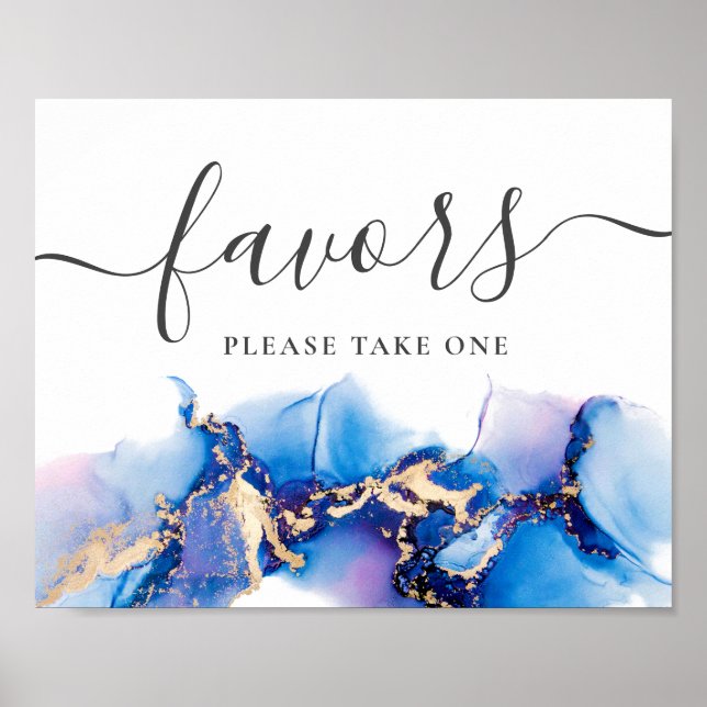 Abstract Watercolor Wedding Favor Sign EDITABLE (Front)