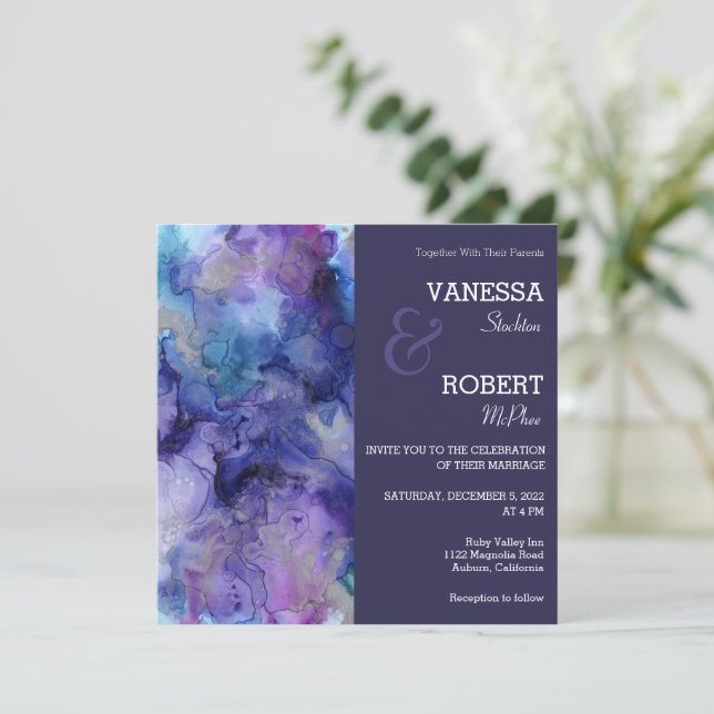 Abstract Watercolor Wedding Invitation (Standing Front)