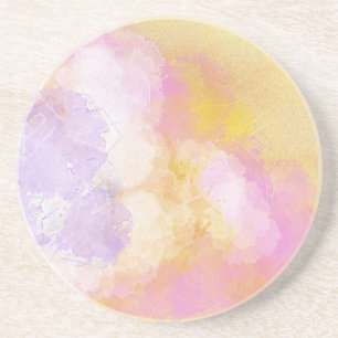 Abstract Watercolors - Orange Background Coaster