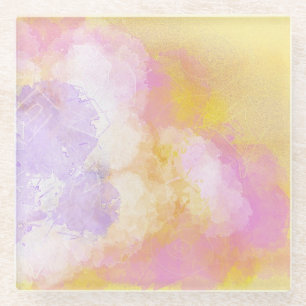 Abstract Watercolors - Orange Background Glass Coaster
