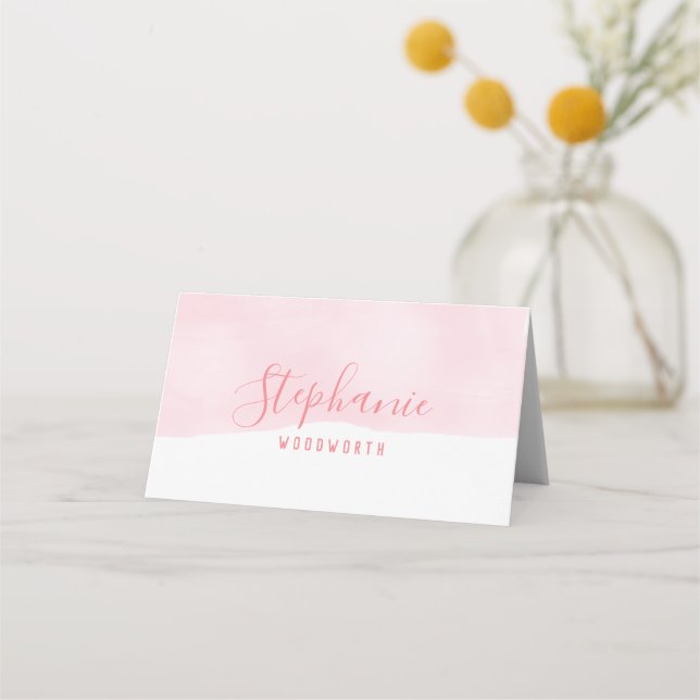 Abstract watercolour Blush pink place card (Front)