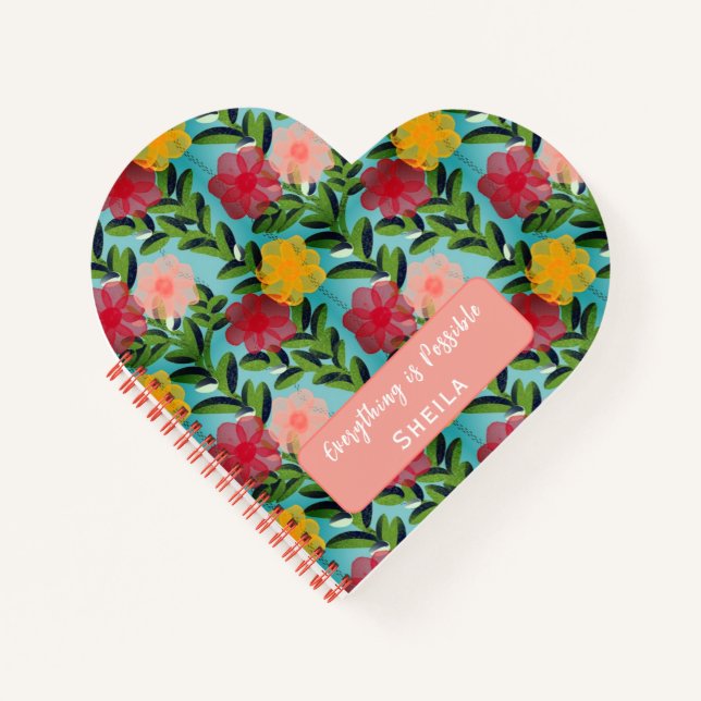 Abstract Watercolour Florals Notebook Blue (Front)