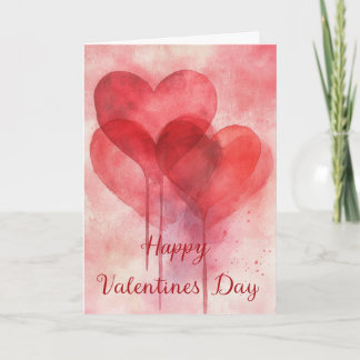 Abstract Watercolour Valentines Day Greeting Card