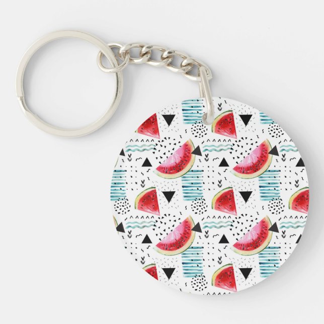 Abstract Watermelon Pattern Key Ring (Front)