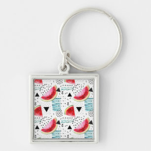 Abstract Watermelon Pattern Key Ring