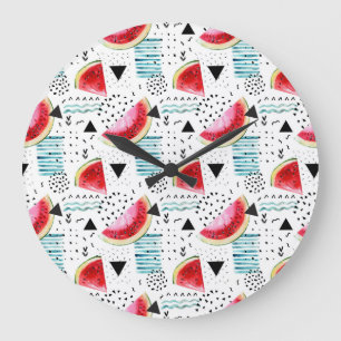 Abstract Watermelon Pattern Large Clock