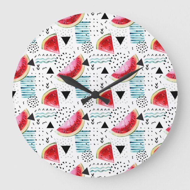 Abstract Watermelon Pattern Large Clock (Front)