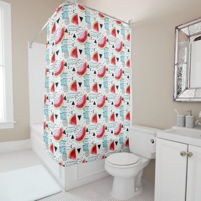 Abstract Watermelon Pattern Shower Curtain (In Situ)