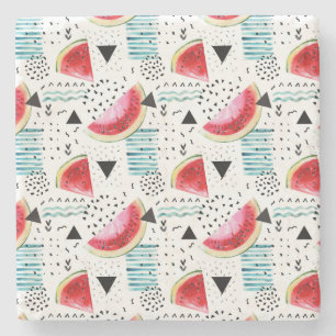 Abstract Watermelon Pattern Stone Coaster