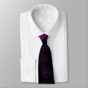 Abstract Wave Baphomet Neck Tie (Purple)
