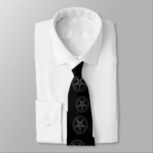 Abstract Wave Baphomet Neck Tie (White)